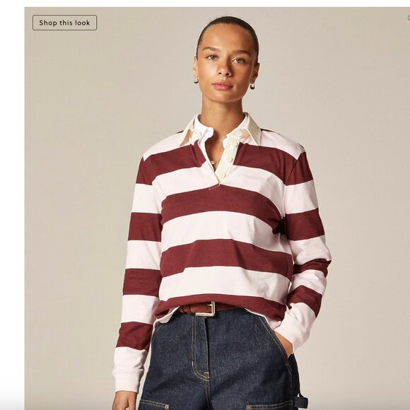 NWT J. Crew Classic Rugby Polo Shirt Striped Women's Small - Picture 1 of 9